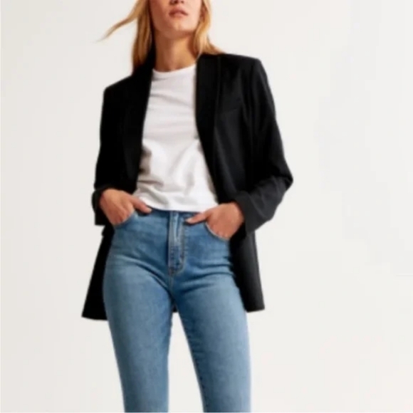 Abercrombie & Fitch Oversized Double Breasted Black Blazer XL - Picture 1 of 10